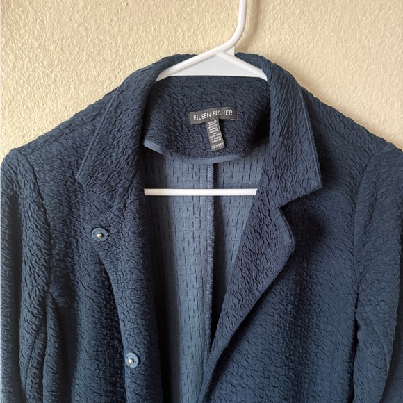 Eileen Fisher Navy Button Up Jacket - Picture 4 of 5